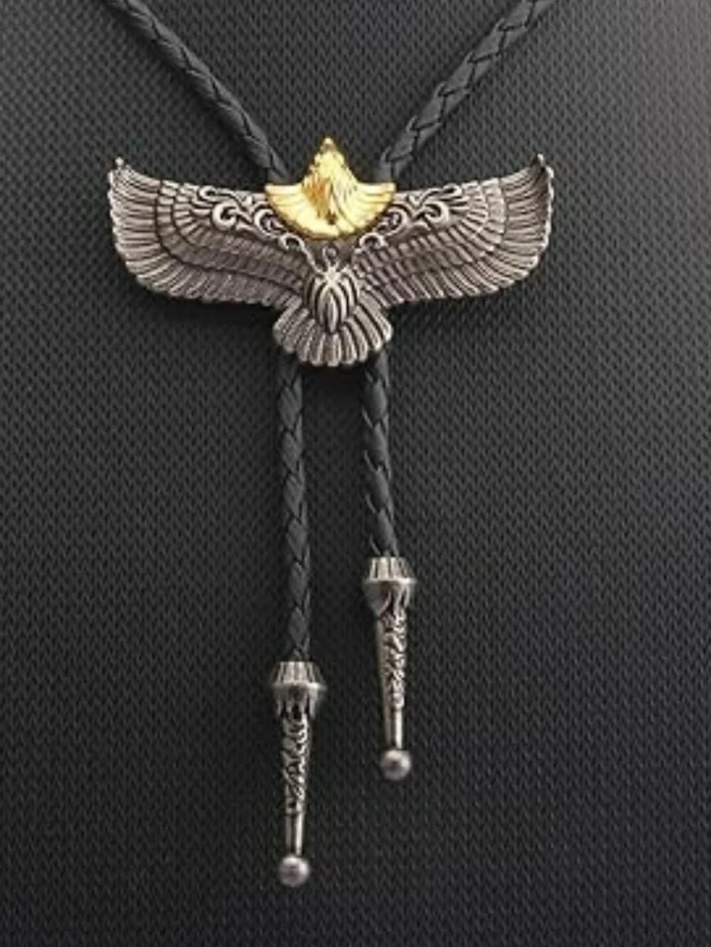 Bolo Tie Rodeo Cowboy Leather Necktie Western Flying Eagle NEW